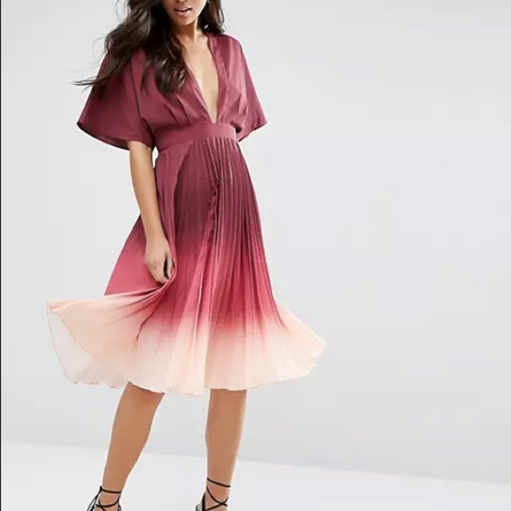 ASOS Ombre Pleated Caftan Midi Dress